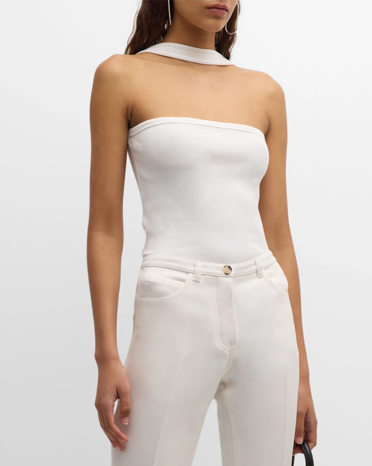 

Трикотажный топ в рубчик Hyperbole 90-х годов Courreges, цвет Heritage White