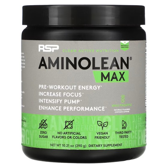 Пищевая добавка RSP Nutrition AminoLean Max Pre-Workout Energy, ананас мауи пищевая добавка rsp nutrition aminolean pink lemonade