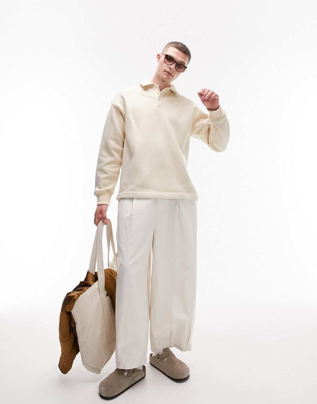 

Толстовка-поло свободного кроя с длинными рукавами Topman