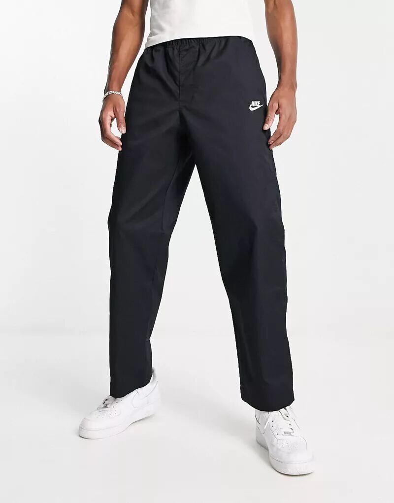 

Черные плетеные брюки прямого кроя Nike Club