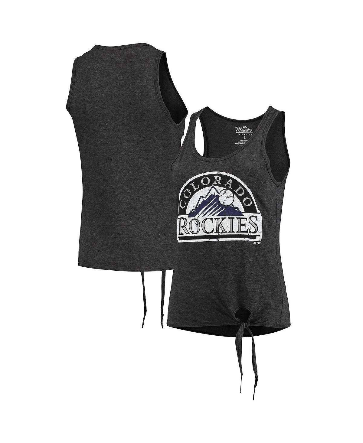 

Женская черная майка Colorado Rockies с круглым вырезом и завязками по бокам, футболка Tri-Blend Majestic, черный