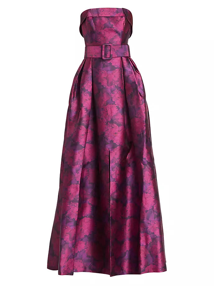 Платье из микадо с цветочным принтом Brielle без бретелек Sachin & Babi, цвет magenta bloom
