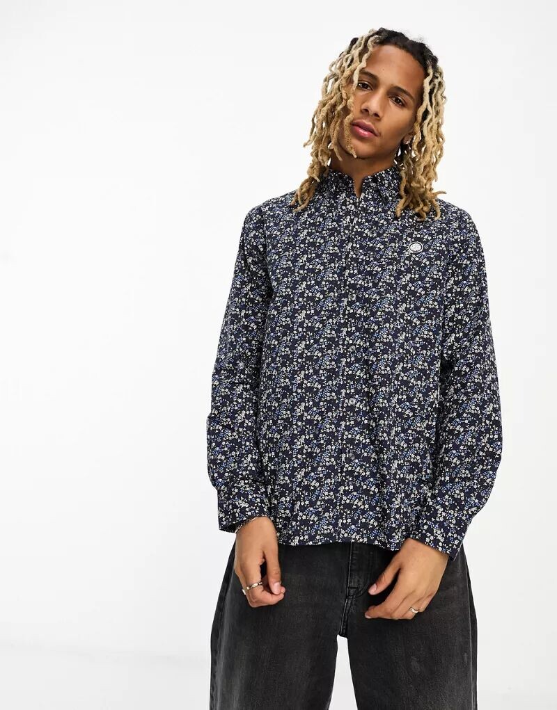 

Темно-синяя рубашка с цветочным принтом Pretty Green