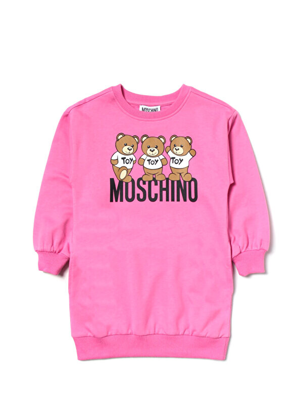 

Розовое платье для девочек с логотипом Moschino