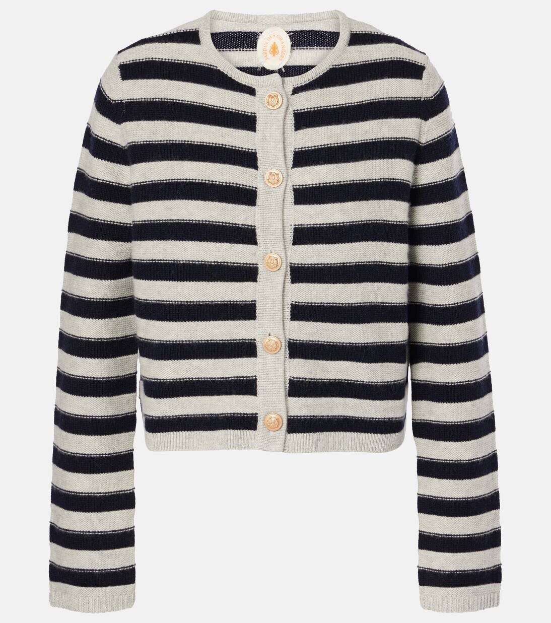 

Полосатый кардиган из шерсти и кашемира Jardin Des Orangers, цвет white/navy