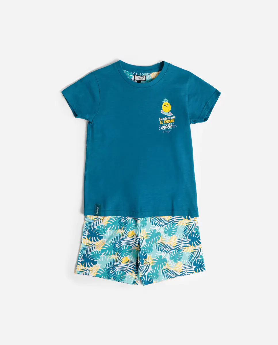 

Короткая пижама для мальчика цвета морской волны Mr. Wonderful, цвет Verde Agua