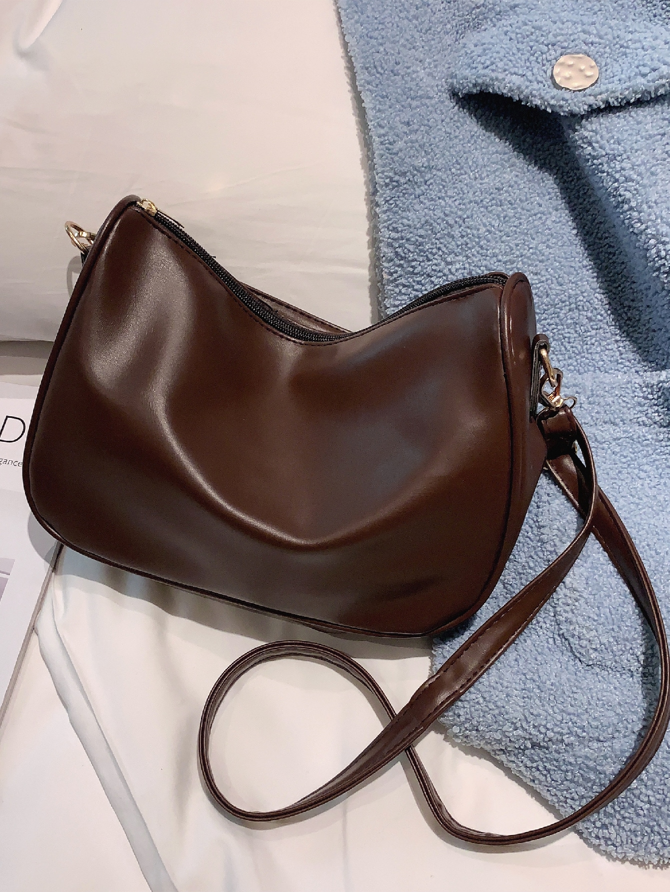 Минималистская сумка-мешок, кофейный коричневый