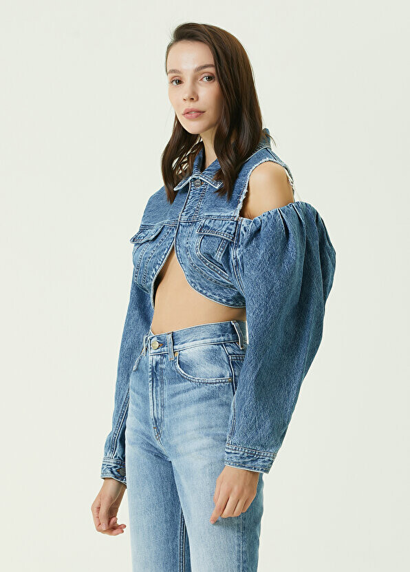 

Синяя джинсовая рубашка асимметричного кроя Jacquemus