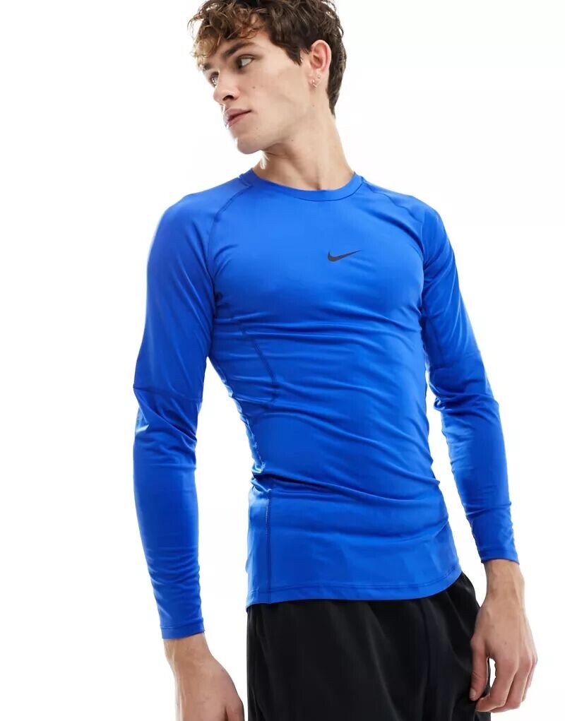

Приталенный топ с длинными рукавами Nike Pro Training королевского синего цвета
