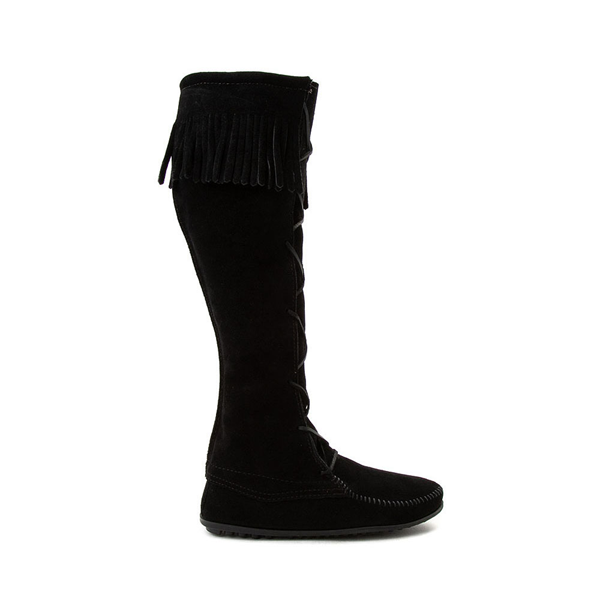 Женские сапоги до колена с кружевом спереди Minnetonka, черный сапоги zara leather block heel knee high чёрный
