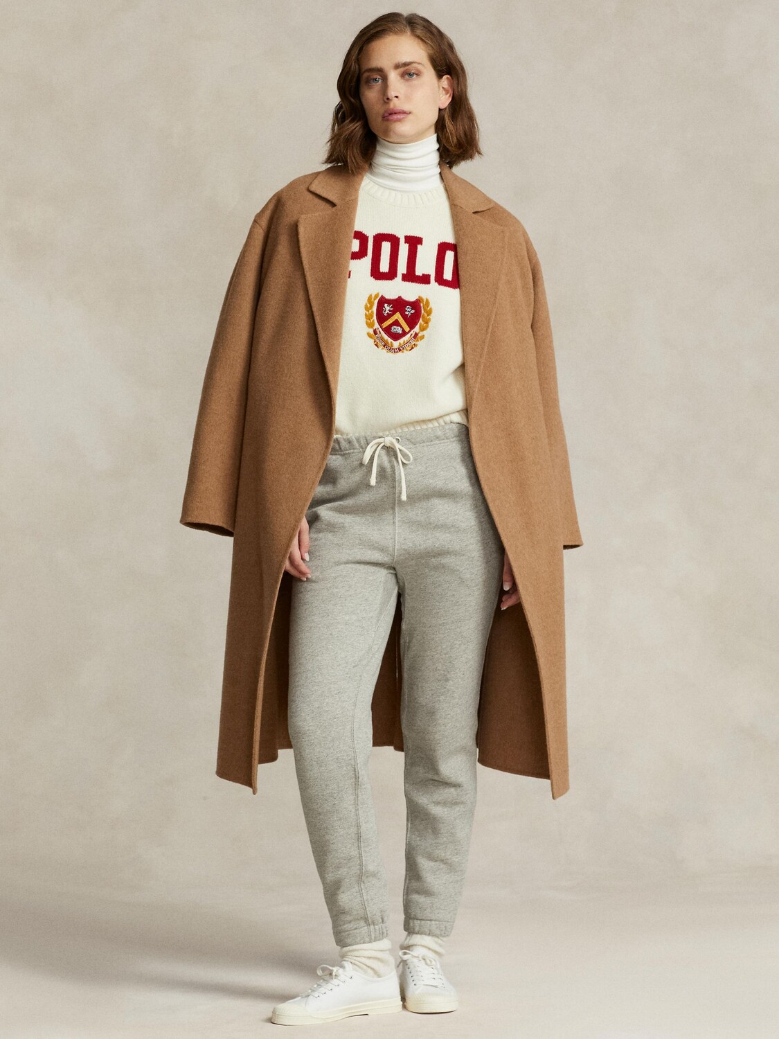 

Шерстяной джемпер с логотипом Polo Ralph Lauren, кремовый