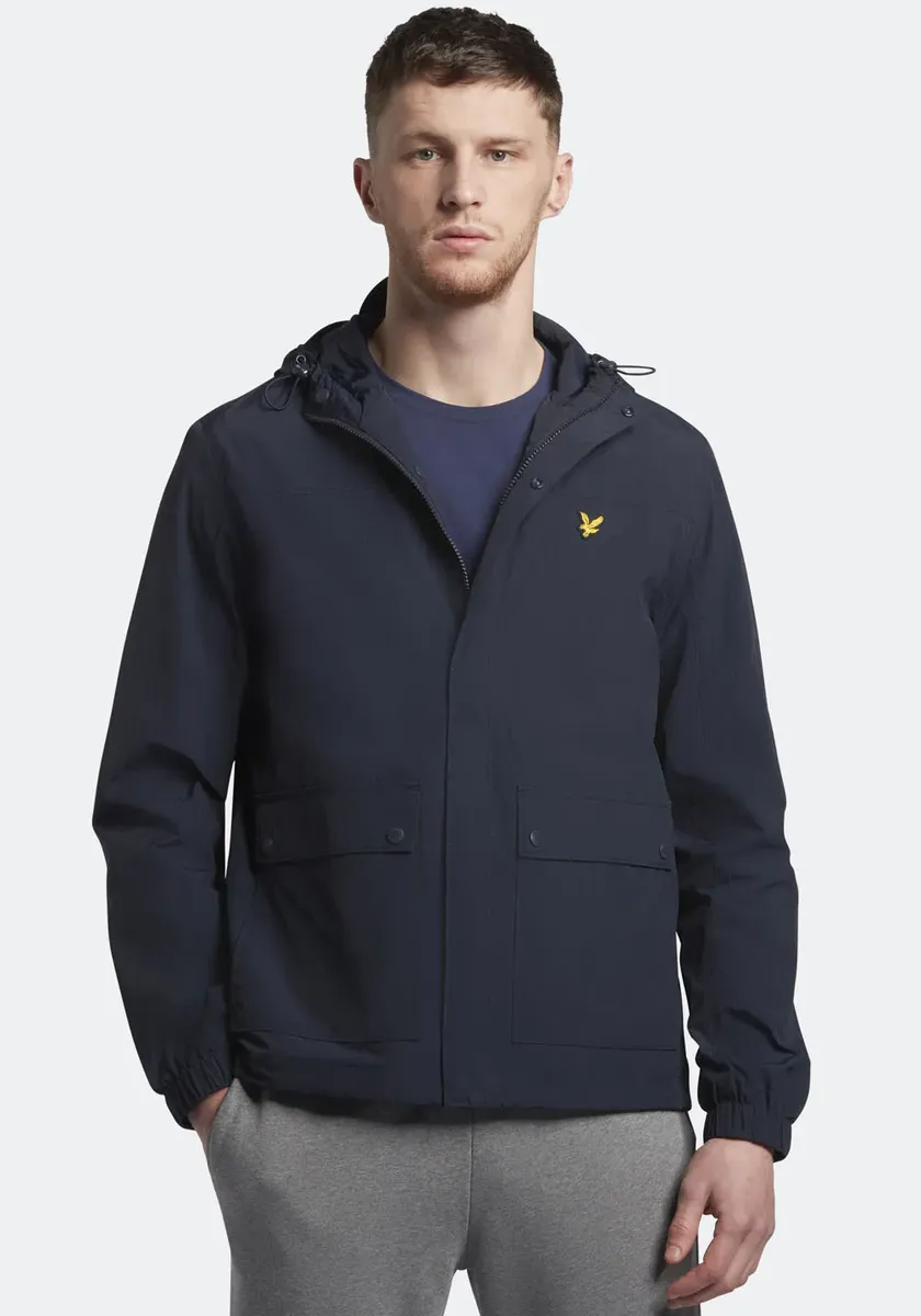 

Уличная куртка Lyle & Scott с капюшоном и тонкой вышивкой логотипа на груди, синий
