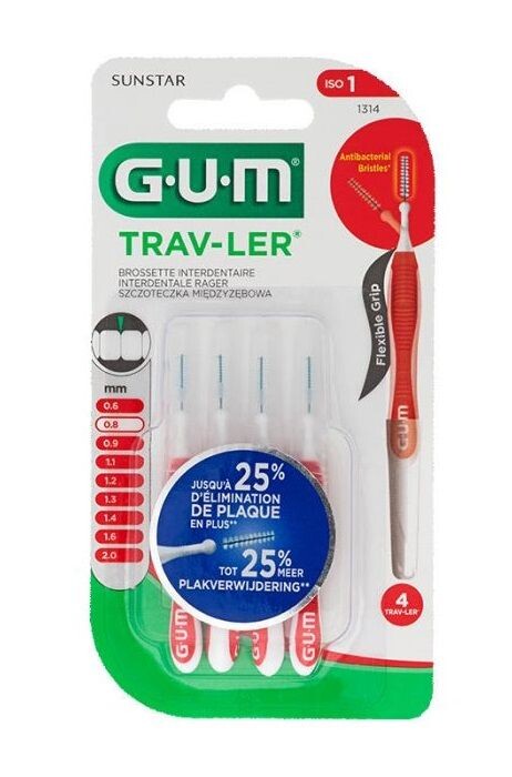 

Gum Trav-Ler 0,8mm межзубные ершики, 4 шт.