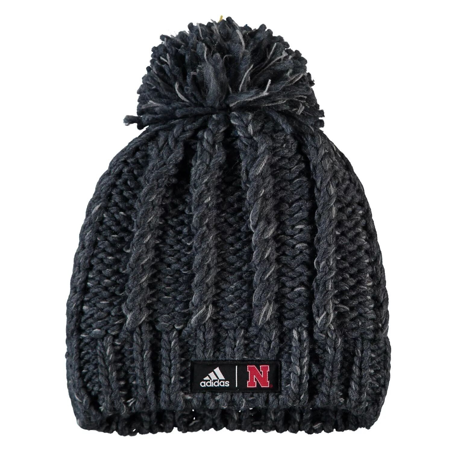 

Женская массивная шапка-бини adidas Navy Nebraska Huskers с помпоном adidas