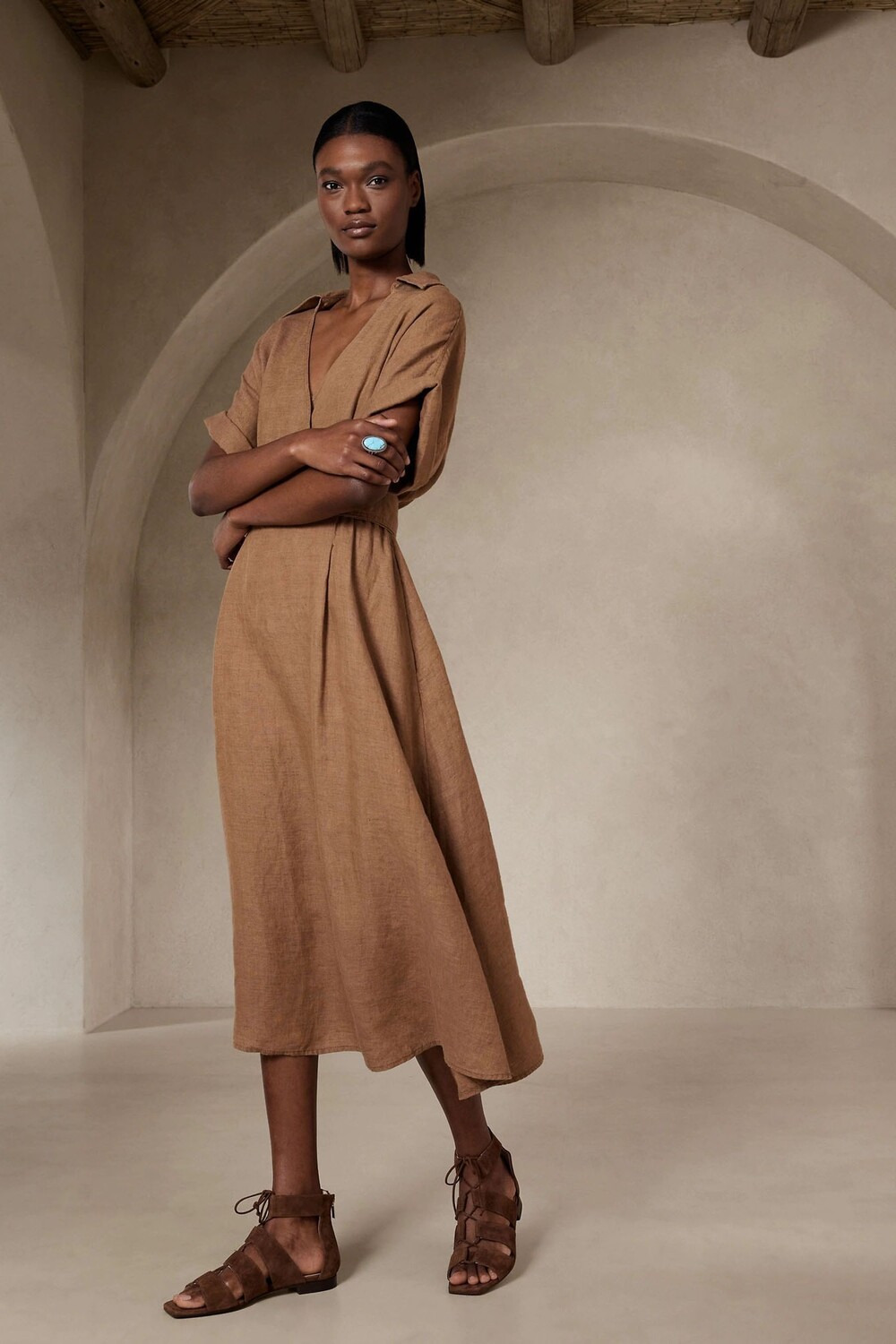 

Льняное платье Sedona Banana Republic, коричневый