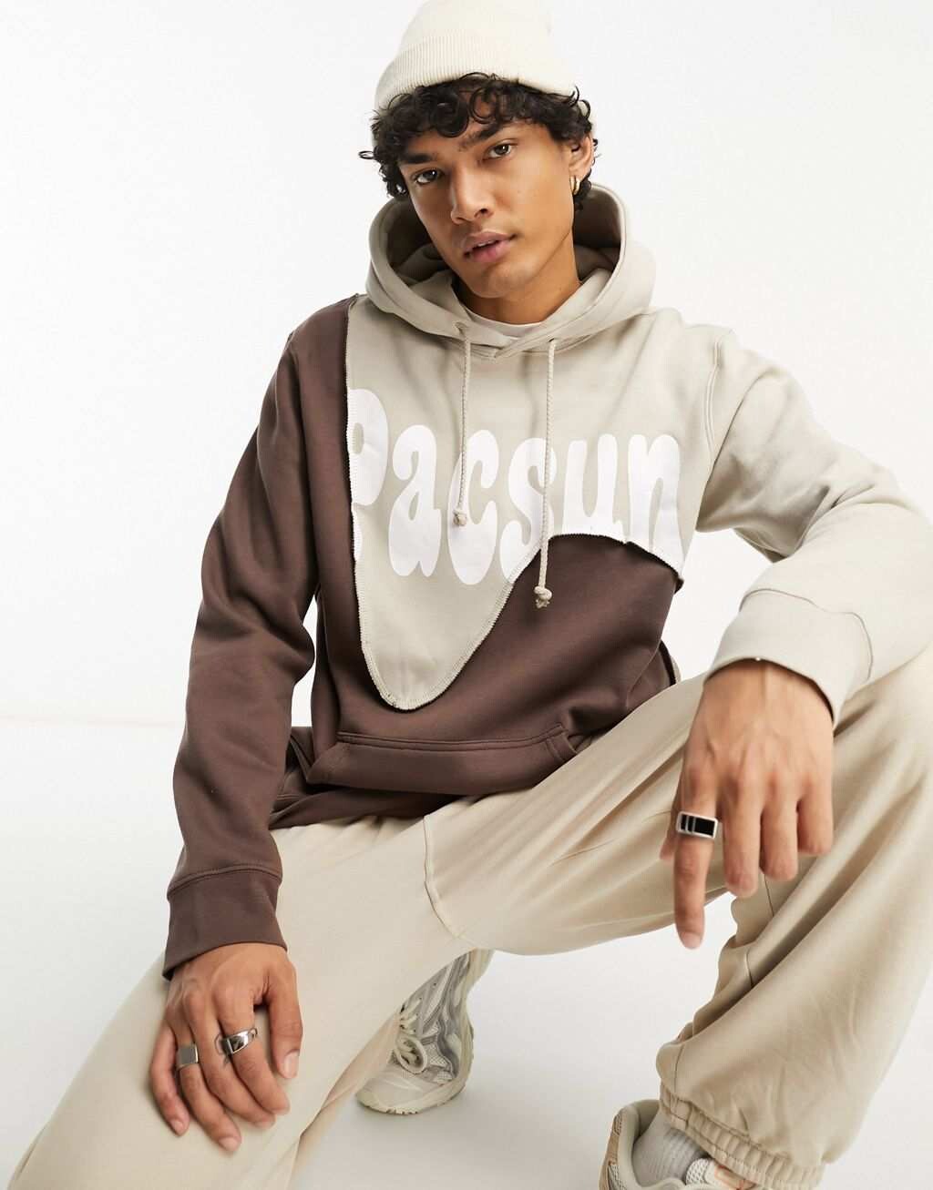 

Коричневое худи с волнистой отделкой Pacsun
