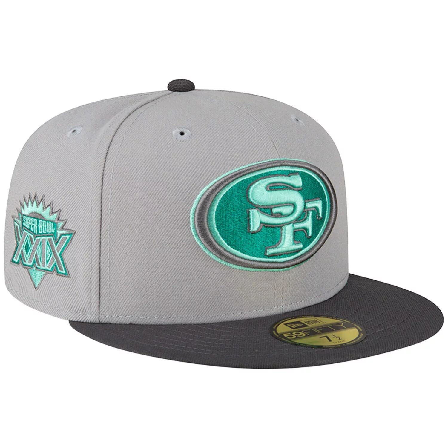 

Мужская облегающая шляпа New Era Grey/Graphite San Francisco 49ers Aqua Pop 59FIFTY