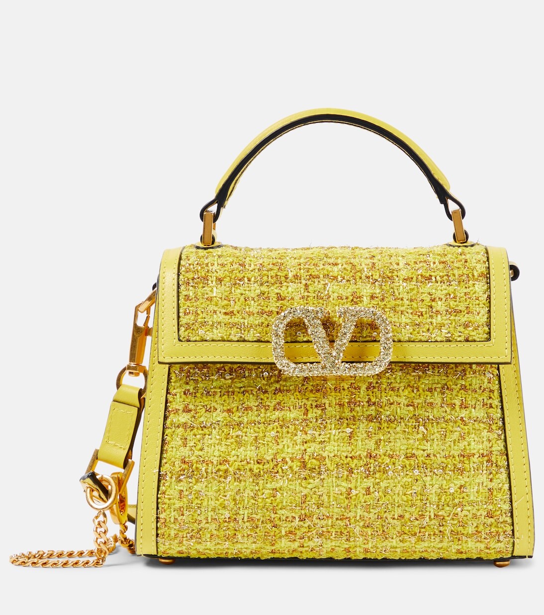 

Сумка-тоут букле vsling mini с эффектом металлик Valentino Garavani, желтый