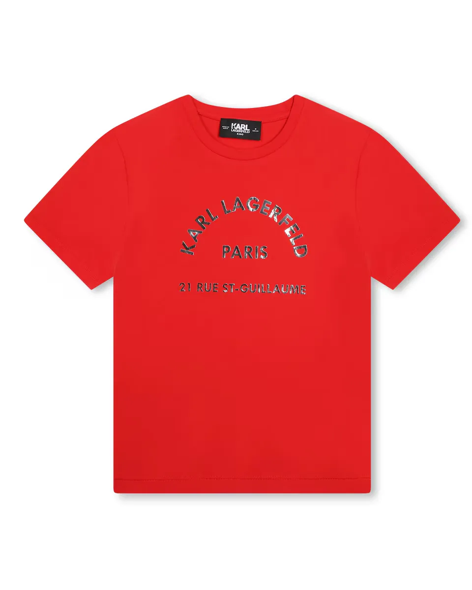 

Футболка для девочки с короткими рукавами и логотипом спереди Karl Lagerfeld Kids, красный
