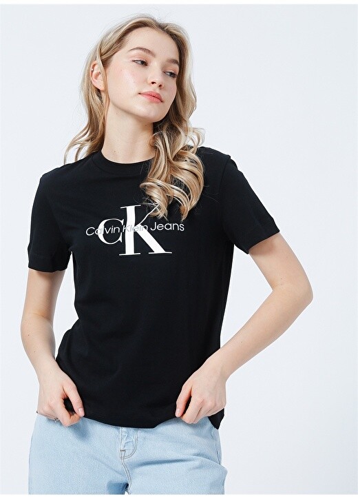 

Удобная черная женская футболка с круглым вырезом Calvin Klein Jeans, Черный