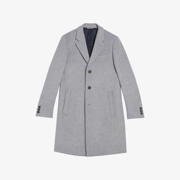 

Однобортное пальто приталенного кроя Rueby из смесовой шерсти Ted Baker, серый