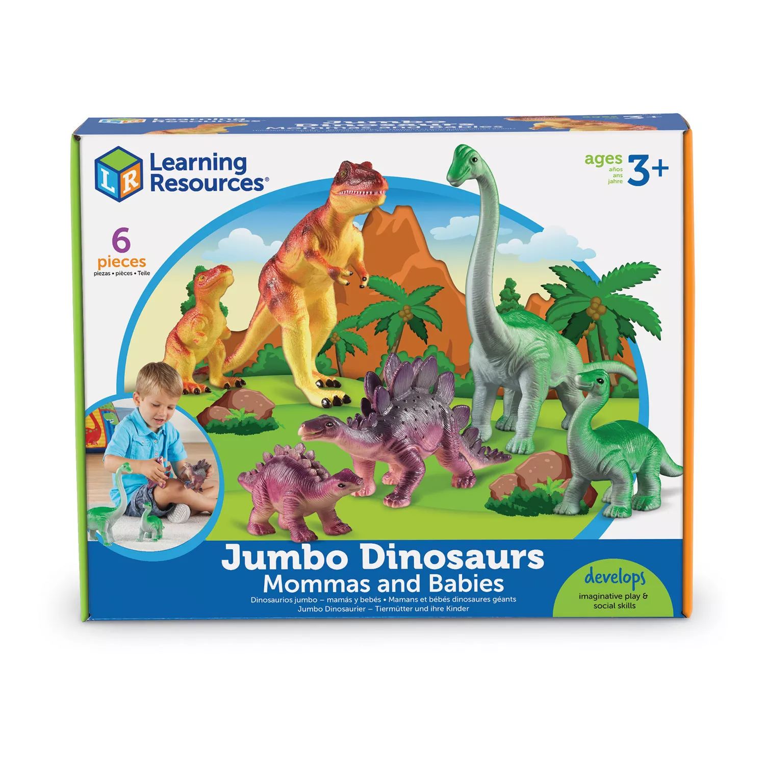 Учебные ресурсы 6 шт. Мамы и малыши Джамбо Динозавры Learning Resources resources