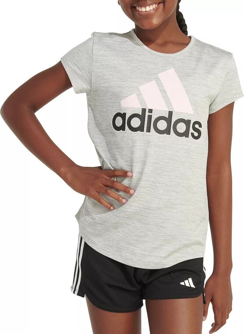 

Футболка Adidas Essential из полиэстера с принтом Хезер для девочек, серый