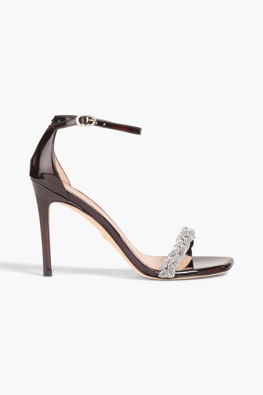 

Украшенные босоножки из лакированной кожи с переливающимся эффектом Stuart Weitzman, черный