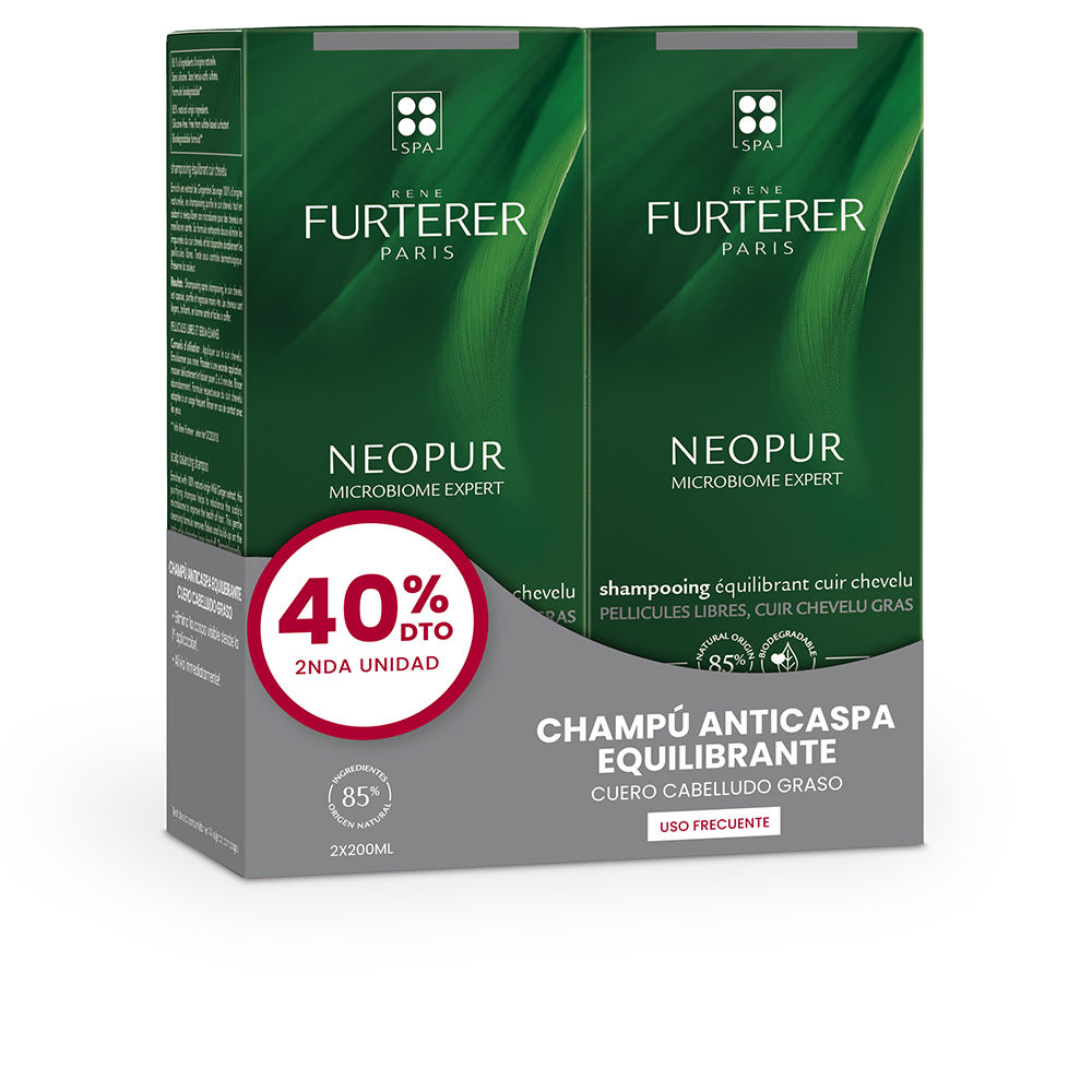 цена Шампунь против перхоти Neopur Microbiome Expert Champú Anticaspa Grasa Duo Rene Furterer, 2 x 150 мл
