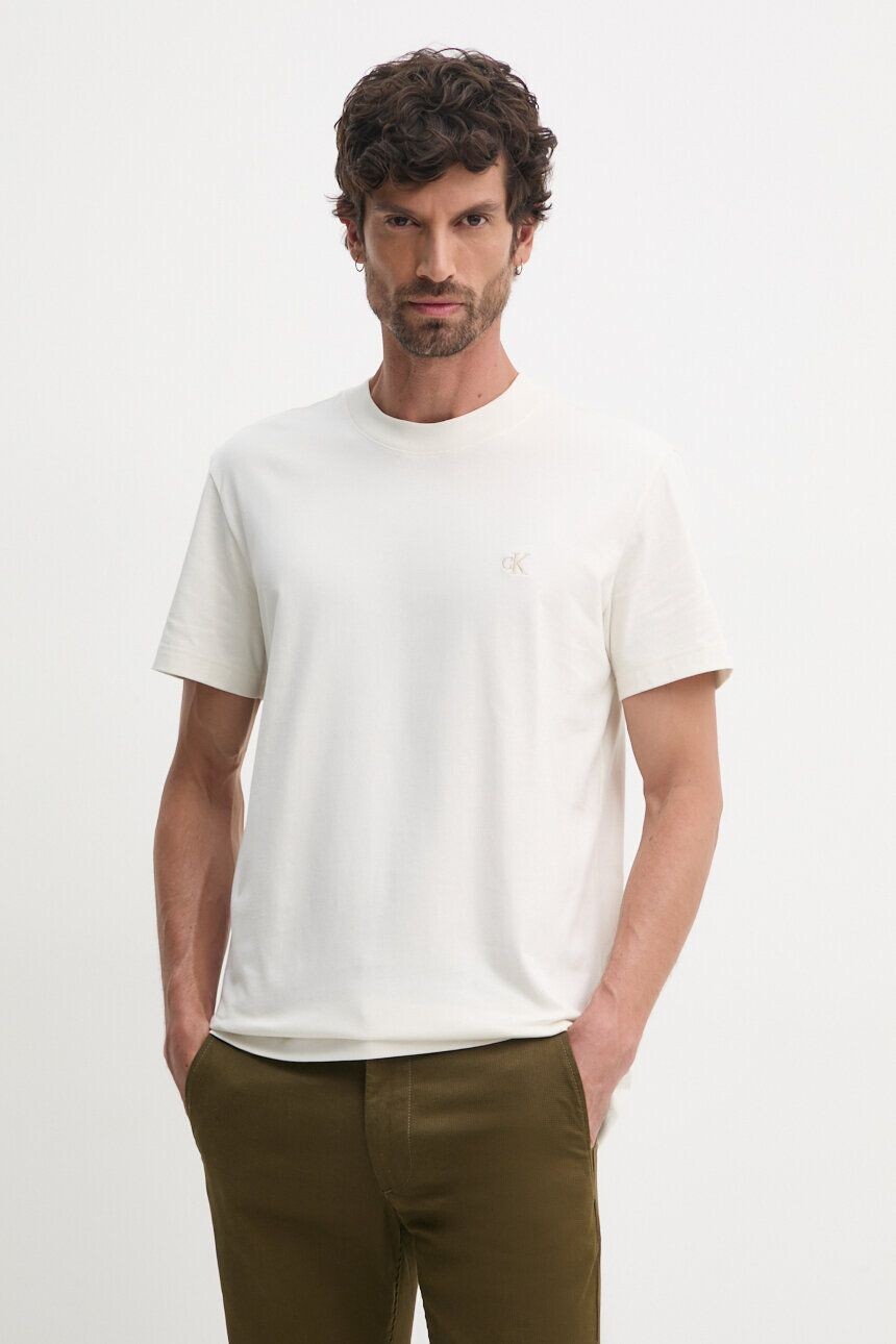 

Хлопковая футболка Calvin Klein Jeans, бежевый