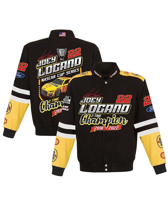 

Мужская черная саржевая куртка на кнопках Joey Logano, двукратного чемпиона серии NASCAR Cup Series JH Design, черный