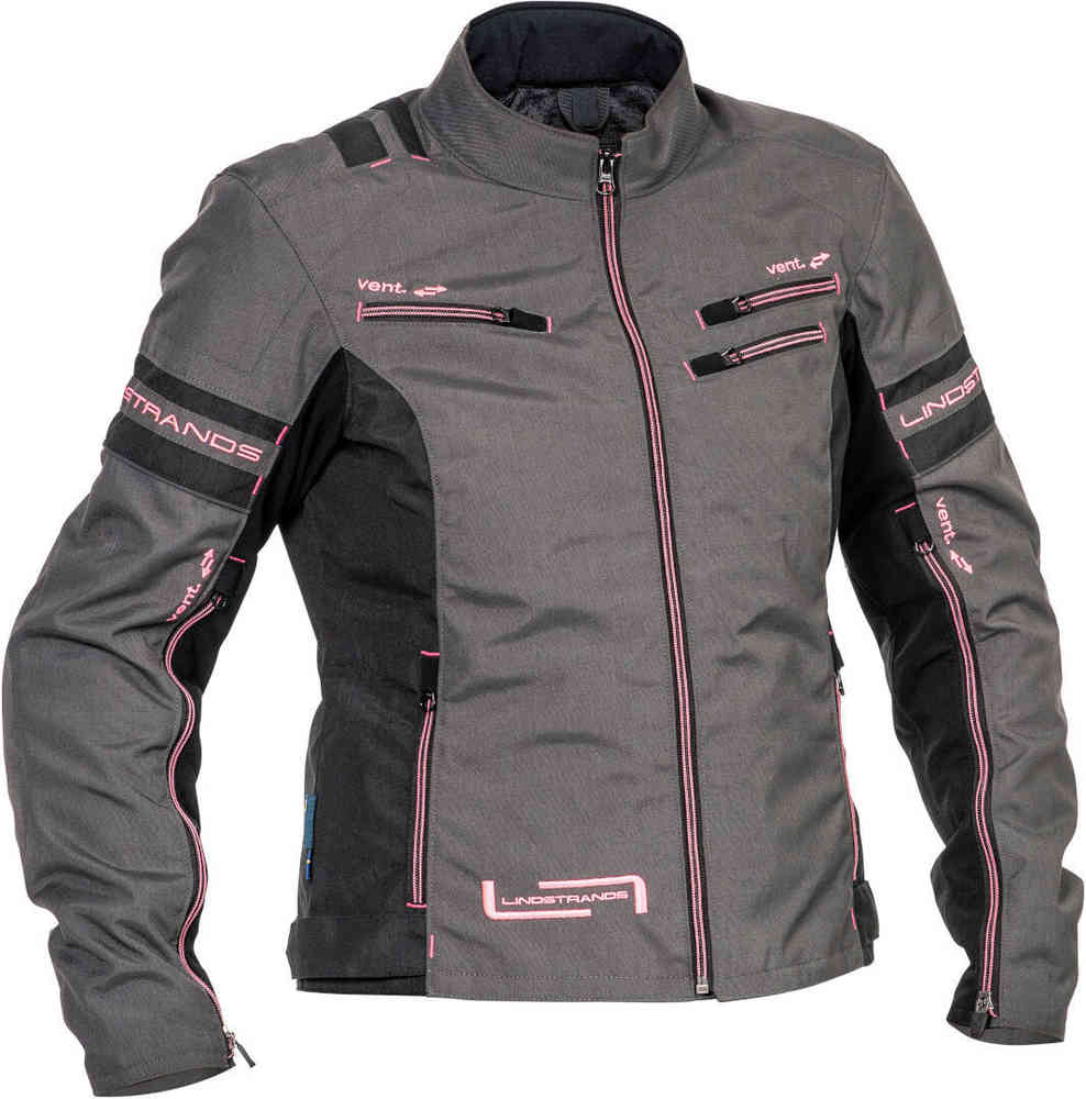 Водонепроницаемая женская мотоциклетная текстильная куртка Liden Lindstrands, серый/розовый