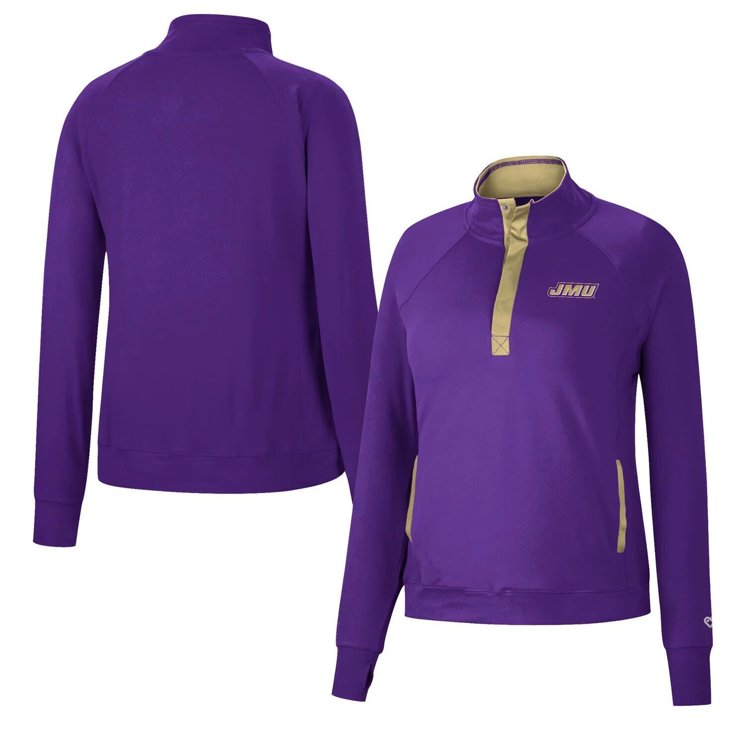 

Женский фиолетовый топ с застежкой на четверть реглан James Madison Dukes Kipling Colosseum Purple Colosseum