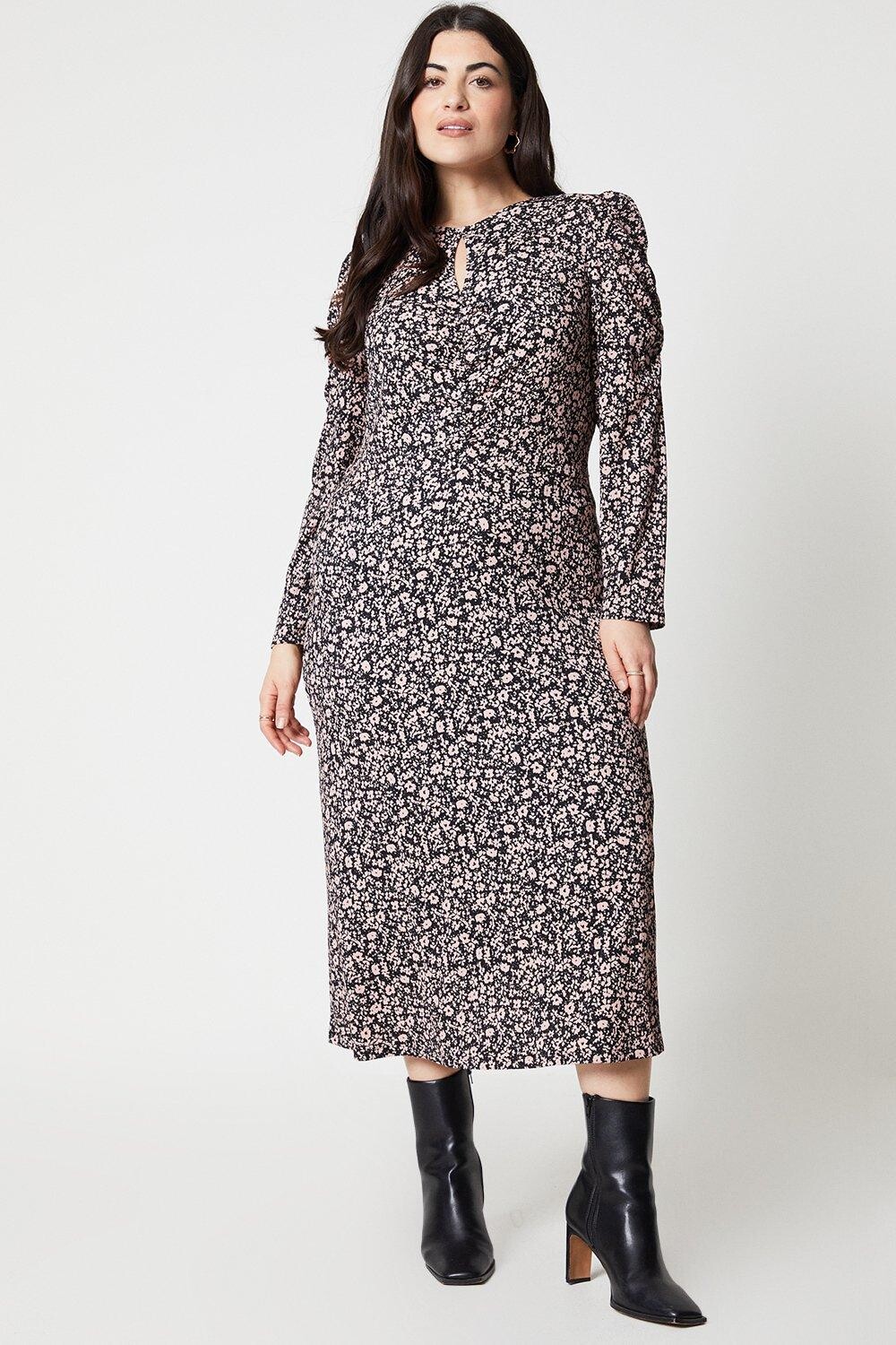 

Платье миди Curve с вырезом в виде замочной скважины Dorothy Perkins, розовый