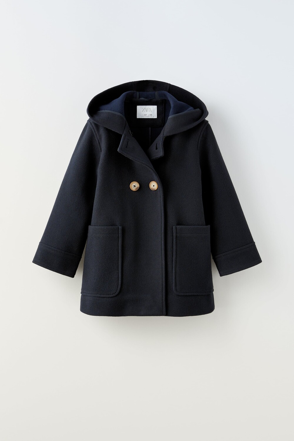 

Двубортное пальто из фильтра длиной 3/4 Zara, темно-синий