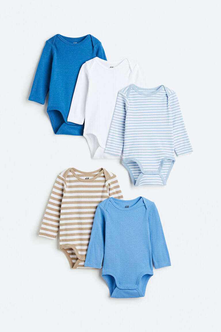

Комплект из пяти боди с длинными рукавами H&M, синий