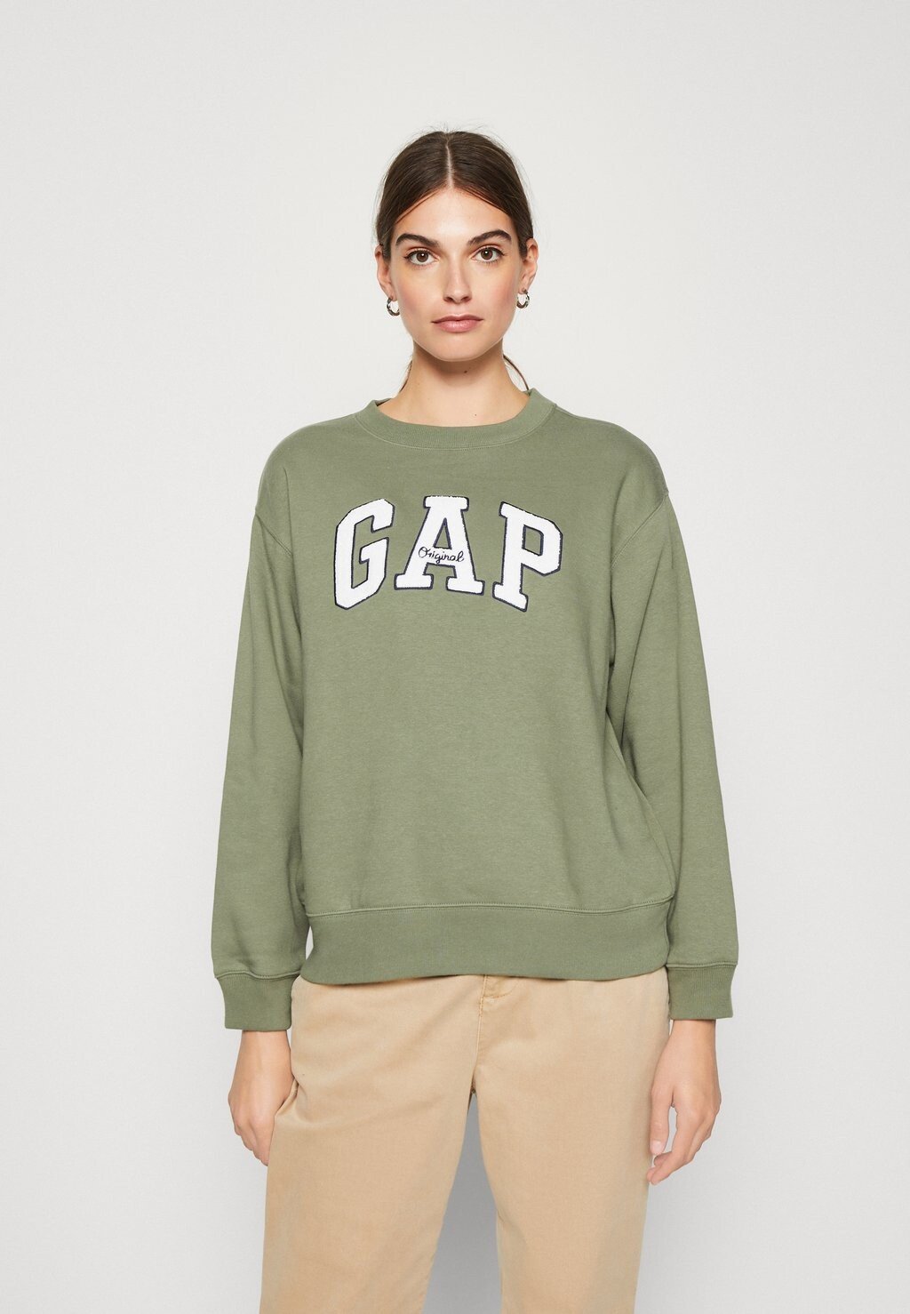 

Толстовка GAP Heritage Crew, мескуленово-зеленый, Зеленый;серый