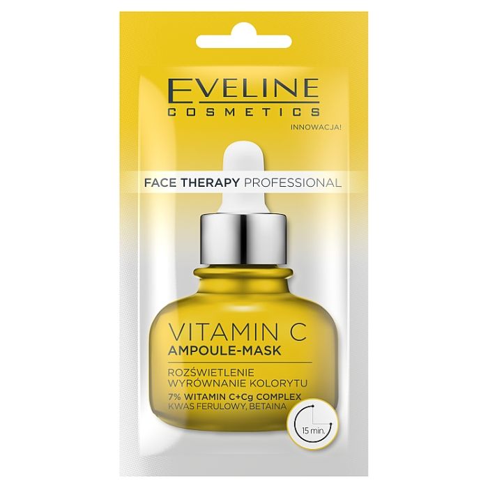 Eveline Face Therapy Professional Ampoule-Mask Vit C медицинская маска, 8 ml уход за лицом eveline маска для лица hyaluron ampoule mask face therapy professional