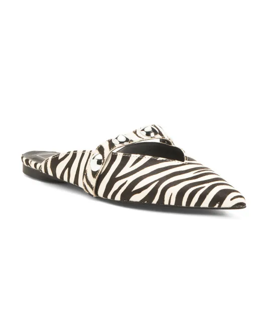 

Туфли-мюли Alma с зеброй и острым носком Shushop, цвет Zebra