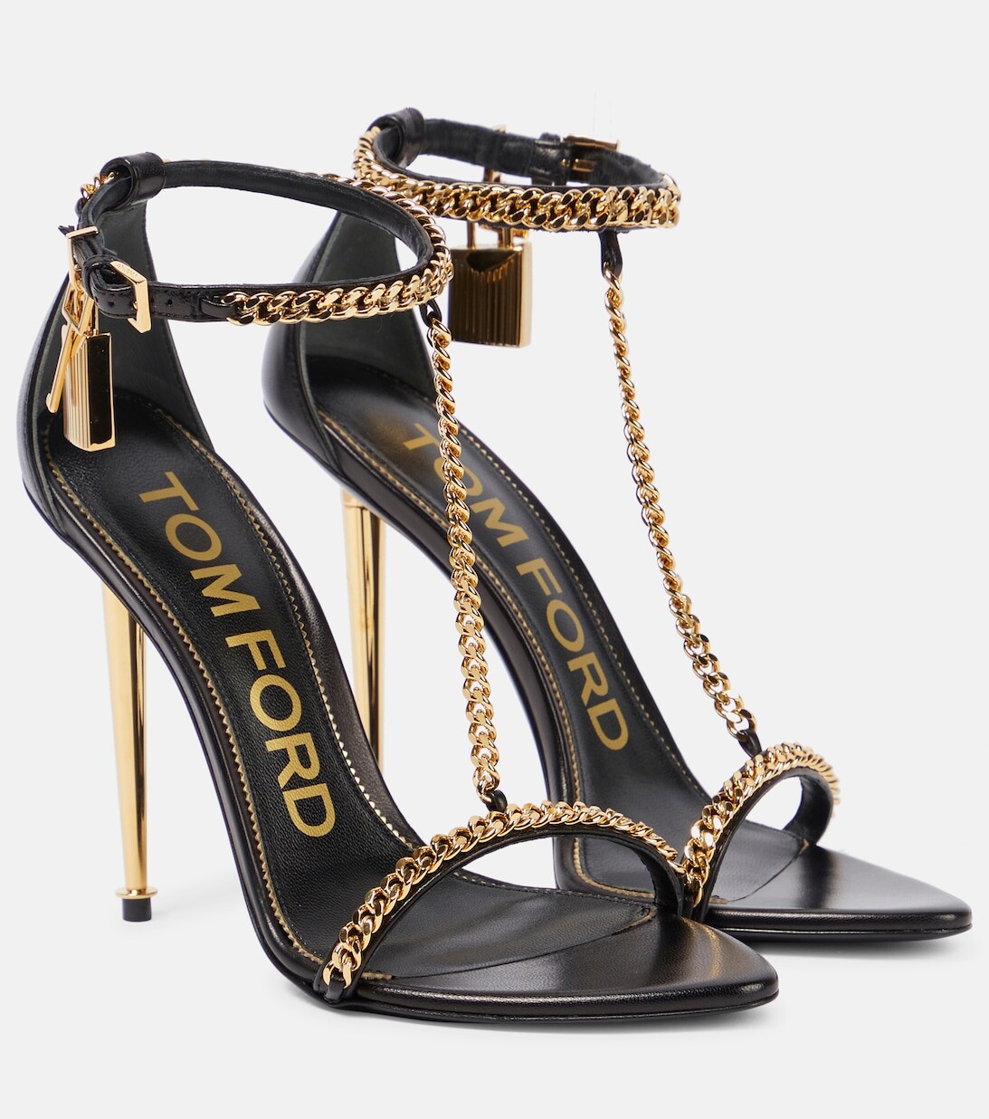 

Кожаные сандалии с замком Tom Ford, черный