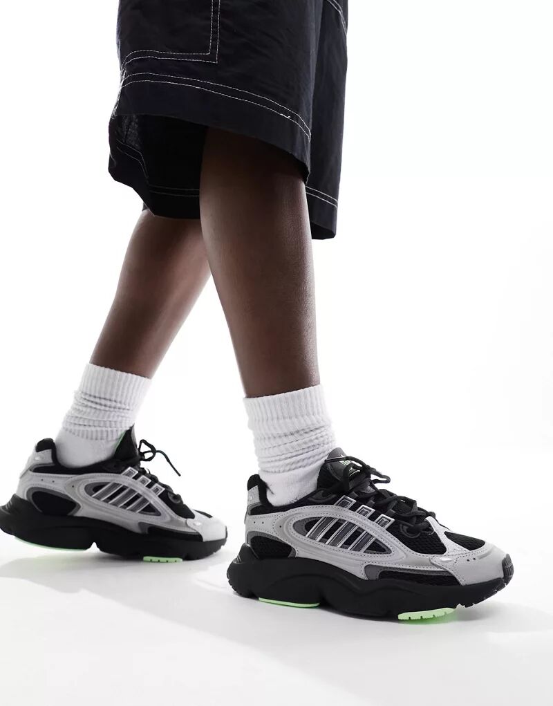 цена Черные серебристо-лаймовые кроссовки adidas Originals Ozmillen