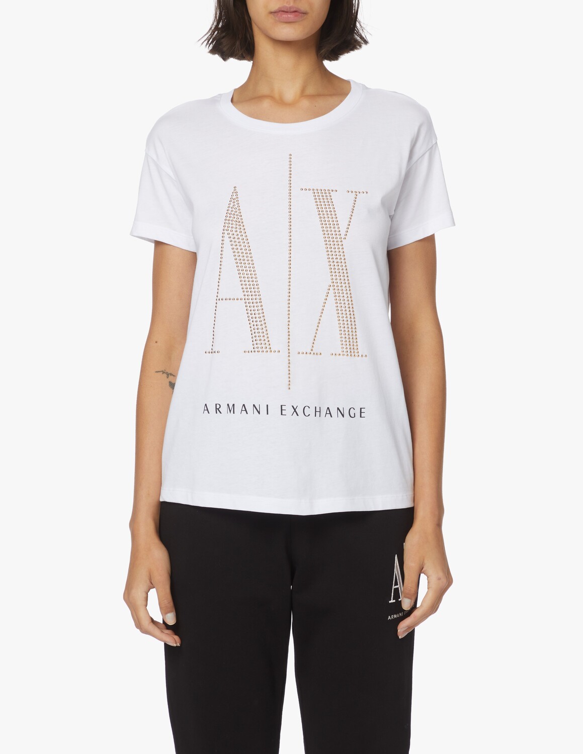 

Хлопковая футболка Icon с заклепками Armani Exchange, белый