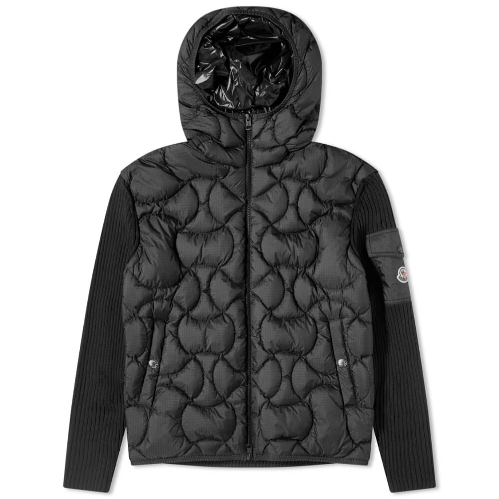 Moncler Стеганая трикотажная куртка, черный