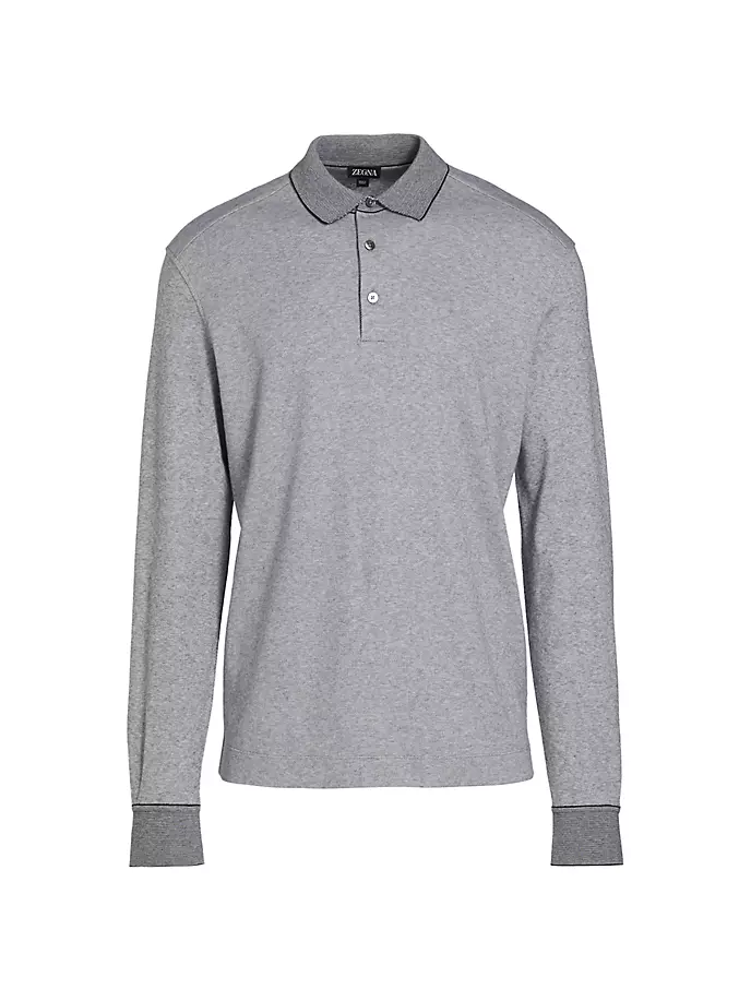 

Меланжевая рубашка-поло с длинными рукавами Zegna, серый