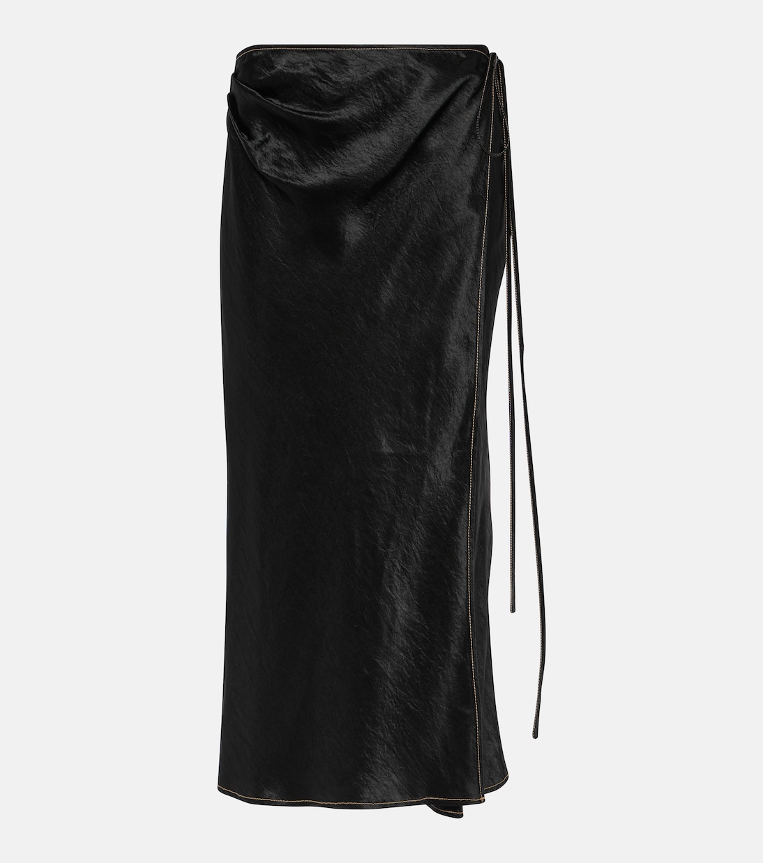 цена Атласная юбка с запахом Acne Studios, черный