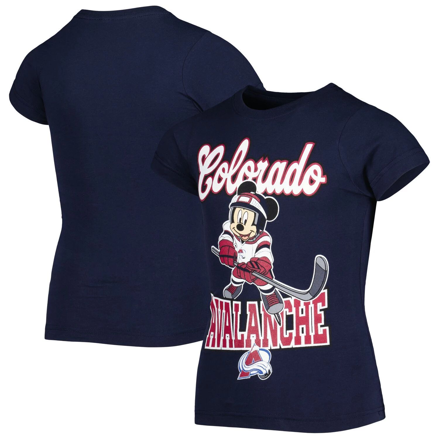 Молодежная футболка для девочек «Колорадо Эвеланш» с Микки Маусом «Go Team Go» Outerstuff