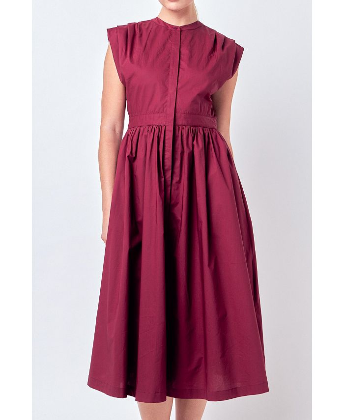 Женское платье миди со складками на плечах English Factory, красный