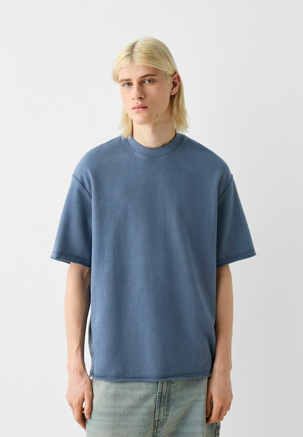 

Футболка базовая SHORT SLEEVE FADED Bershka, цвет blue