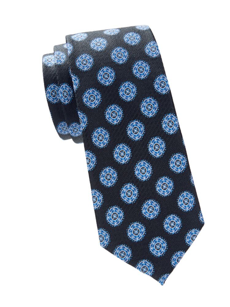

Шелковый галстук с узором Hickey Freeman, цвет Black Blue