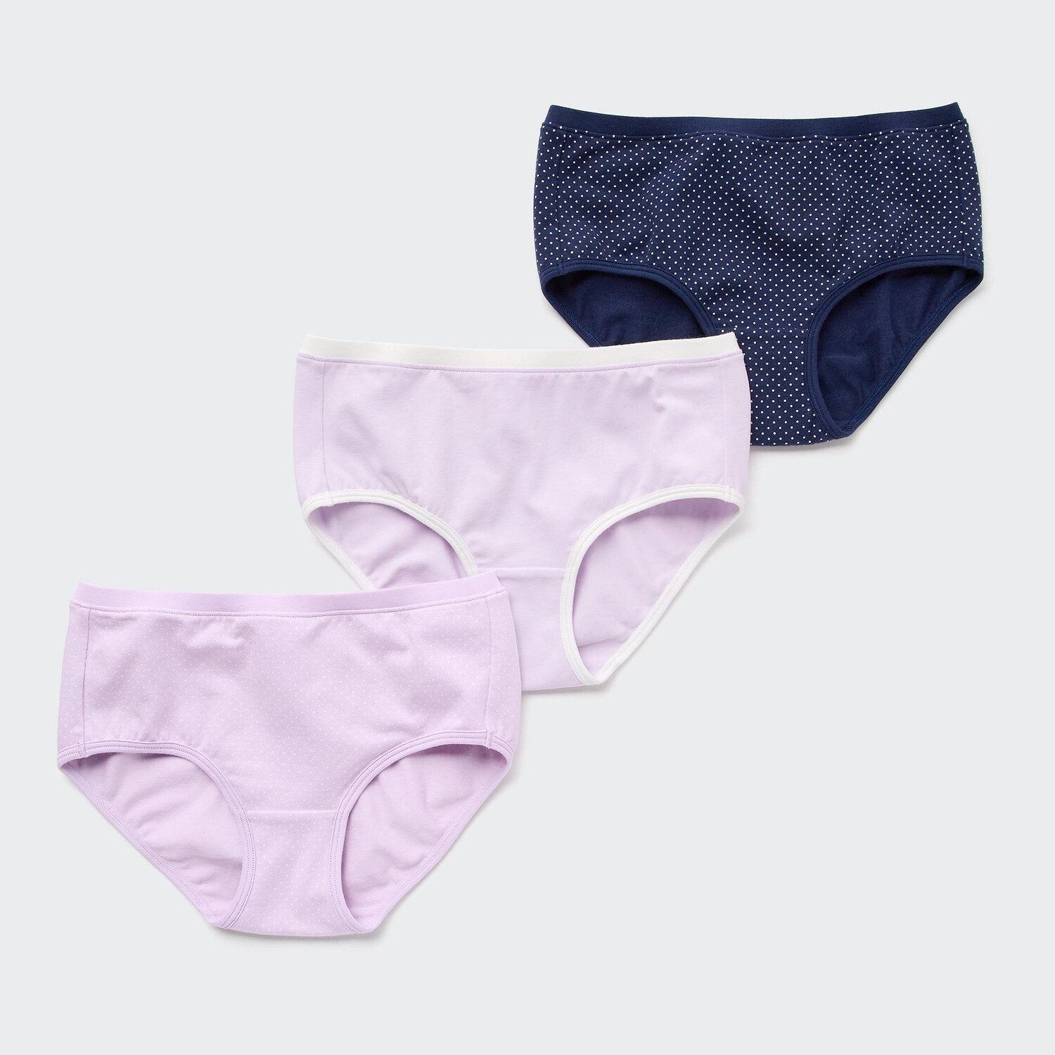 

Хлопковые трусы Hiphugger в горошек для девочек (три пары) Uniqlo, фиолетовый